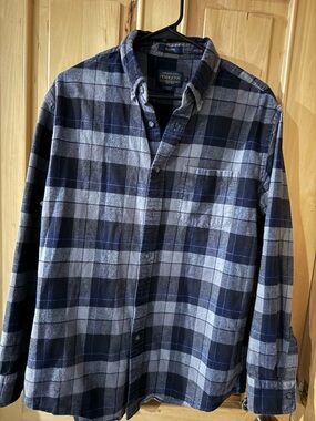 Vintage MASON Pendleton Navy and Gray Plaid Flannel Button-Down Shirt